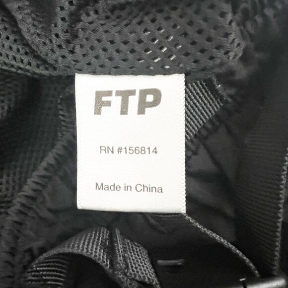 FTP Nation Track Pants Mens M Black Green Belted Nylon Joggers Y2K Streetwear - Picture 7 of 15